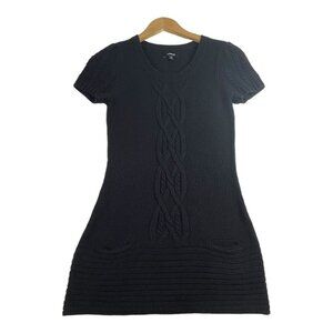 Express Short‎ Sleeve Cable Knit Merino Wool Blend Dress size Small Black
